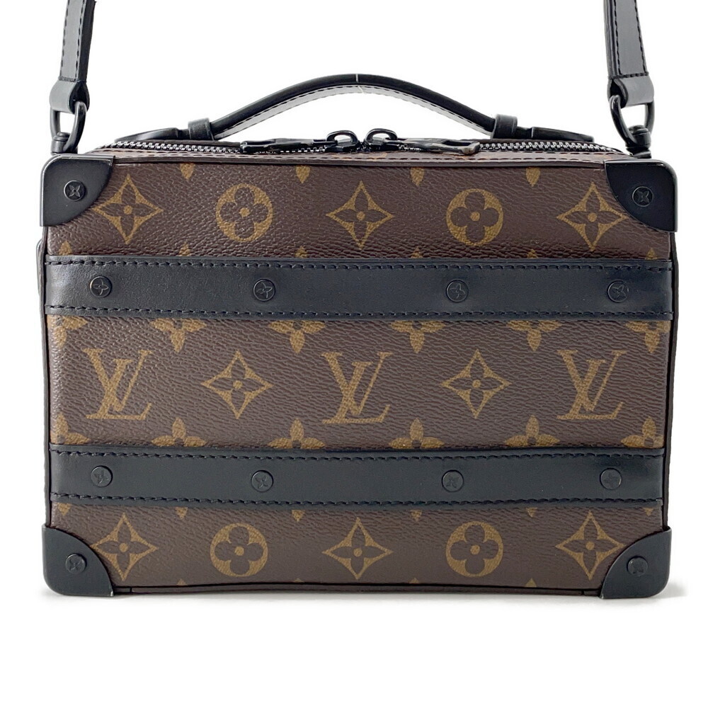Louis Vuitton Shoulder Bag Monogram Macassar Brown Handle Soft Trunk Black